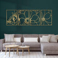 Glamativity Large 4 Pack Gold Wall Art, Minimalist Decor, Real Metal, Nature Floral Abstract, for Bedroom, Living Room, Bathroom (Gold Blossom Style, L Size 22.5 x 15.7'')