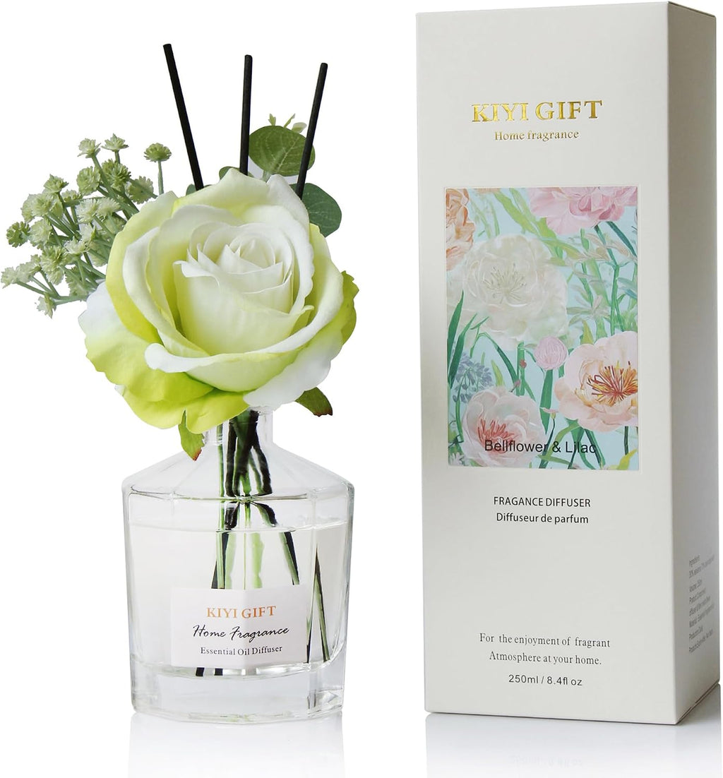 Reed Diffuser Set,8.4 fl oz Scent Diffuser with 6 Reed Sticks, Home Fragrance,Up to 120 Day Long Lasting Scent,Reed Diffuser for Bathroom,Shelf Decor (Bellflower)