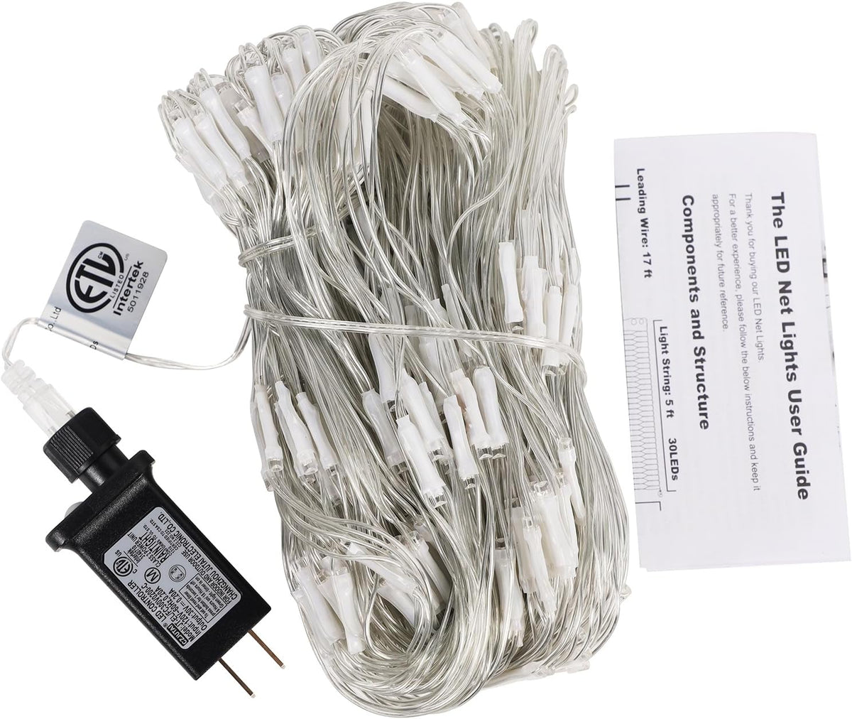 LJLNION Christmas Net Lights, 360 LED 12ft x 5ft Connectable Mesh Fairy String Lights, 8 Modes Low Voltage Safe Adaptor for Xmas Trees, Bushes, Wedding, Outdoor Holiday Garden Decorations, Cool White