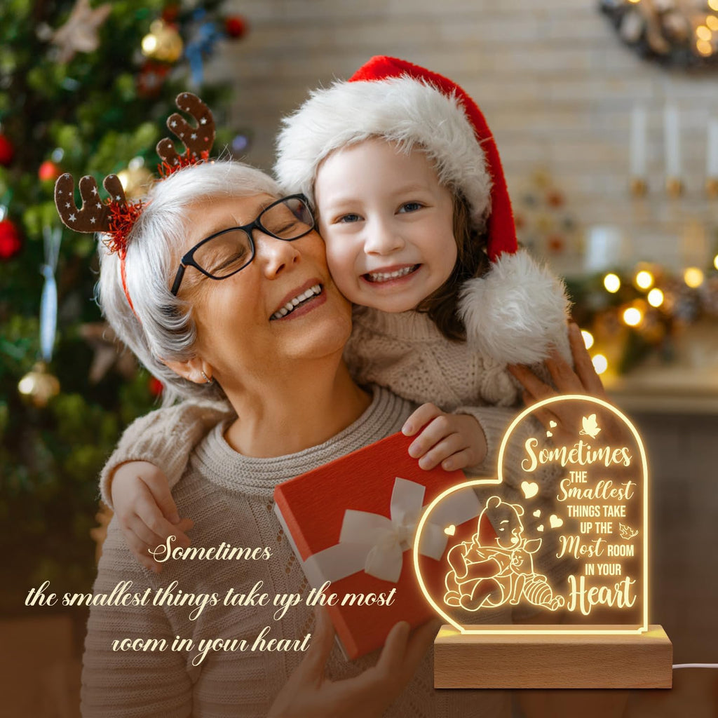 PZJIEAN Winnie The Pooh Night Light Acrylic Engraved Night Light with Base, Winnie The Pooh Gifts for Birthday Christmas Graduation Back to School Gift Daughter Son Sister Friends
