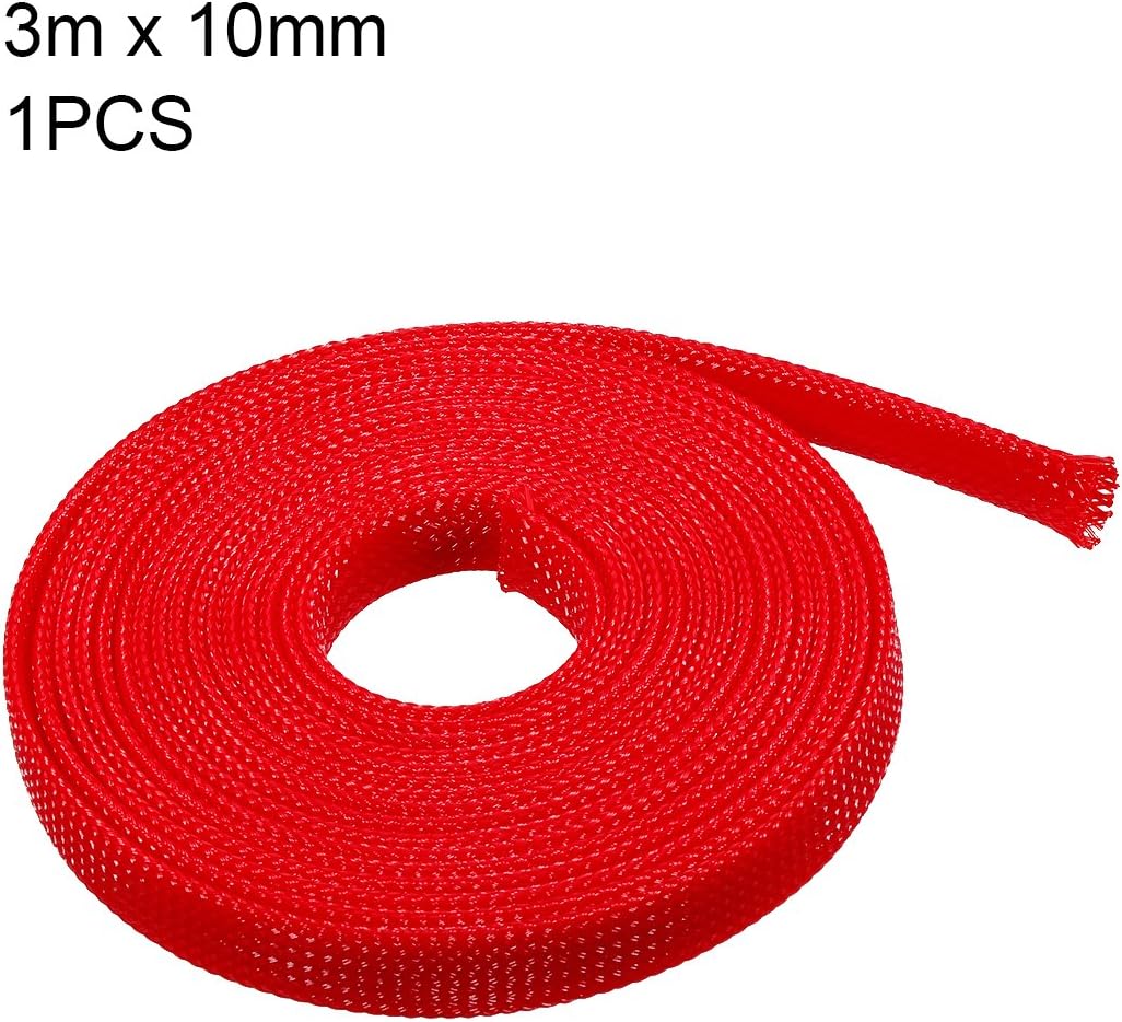 uxcell Expandable Sleeving 3/8-inch 10ft Cable Sleeve Red