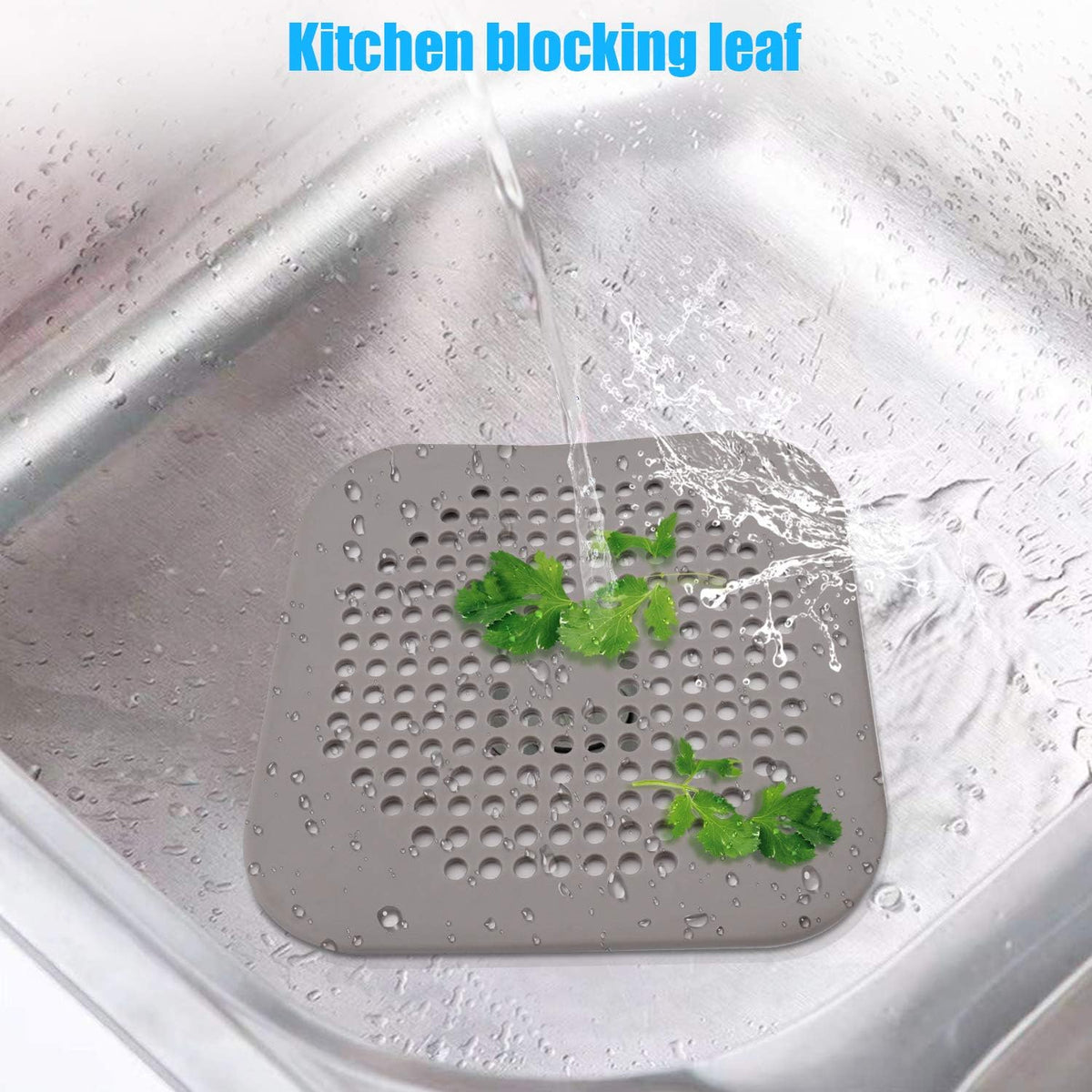 Square Drain Cover for Shower 5.7-inch TPR Drain Hair Catcher 2 Pack (Grey)