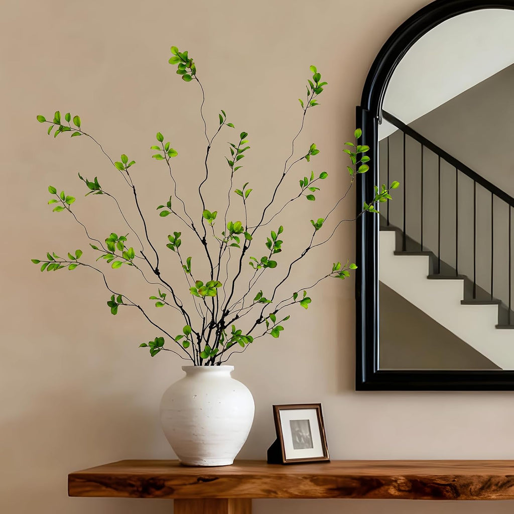 Waipfaru 6PCS Artificial Ficus Branches for Vase, Faux Greenery Stems for Vase Filler, 47in Realistic Flexible Eucalyptus Stems Fake Artificial Twig Plants Indoor Home Tables Centerpieces Office Decor