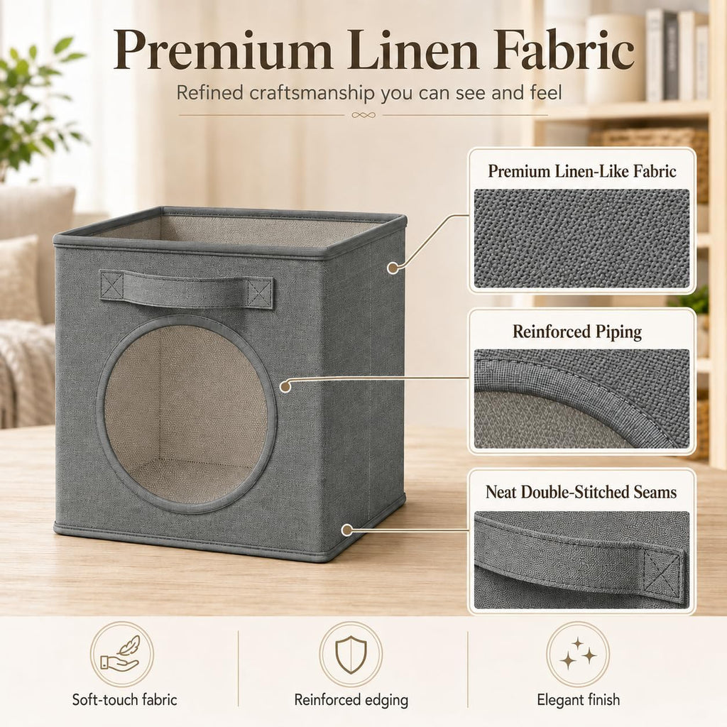 Storage Cubes with Mesh Window, 13'' Cube Storage Bin, Dark Gray, 4 Pack