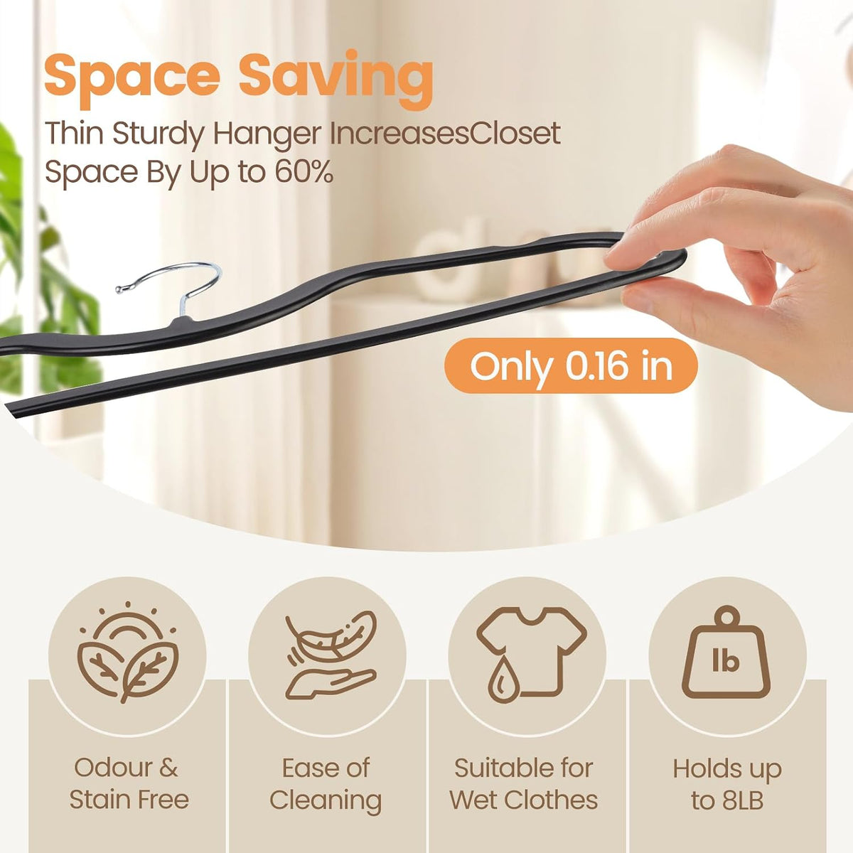 Plastic Short Neck Hangers 20 Pack Ultra-Thin Space-Saving ABS 360° Swivel Hook Ideal for Closet Organization Fits Coats Shirts Dresses & More (20, Black)