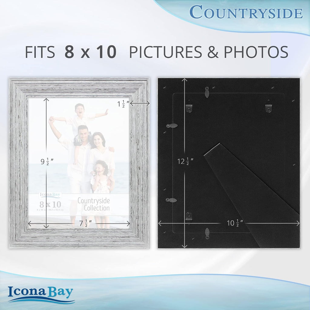 Icona Bay 8x10 Picture Frames (Speckled Gray, 6 Pack), French Country Style Picture Frame Set, Wall Mount or Table Top, Countryside Collection