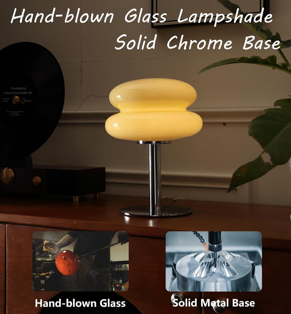 Glivpny Mushroom Lamp Table Lamp, Mid Century Modern Bedroom Lamps(Cream)