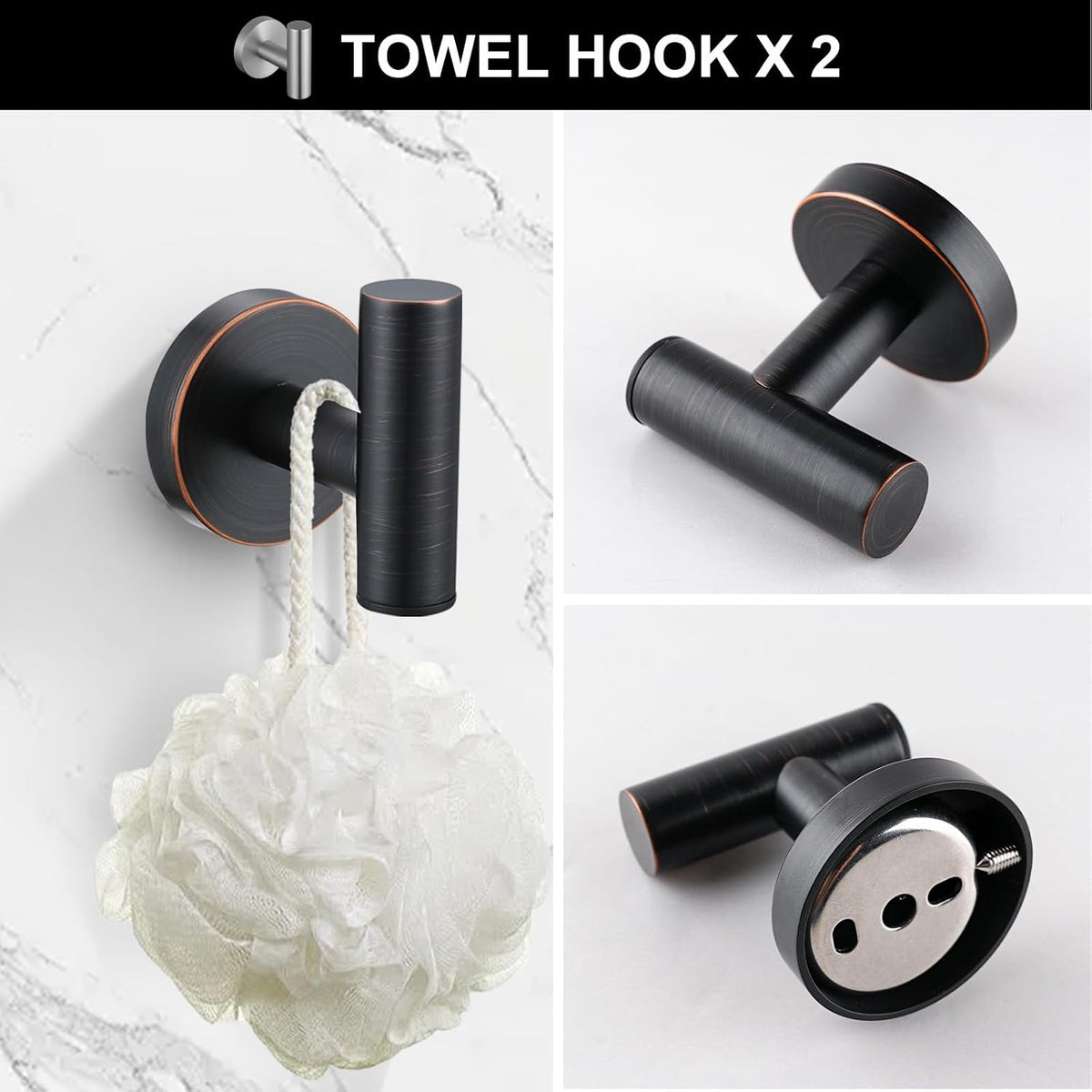 Lava Odoro 5-Piece Oil Rubbed Bronze Bathroom Hardware Accessories - Towel Bar, Holder, Rack Set, Stainless Steel Wall Mounted, 23.6 Inch