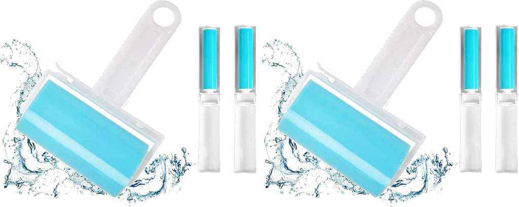 Sticky Lint Roller 6 Pack, Reusable Washable Lint Roller Pet Hair Remover Include Large and Small Size Cleaner for Clothes, Pet Hairs, Carseats