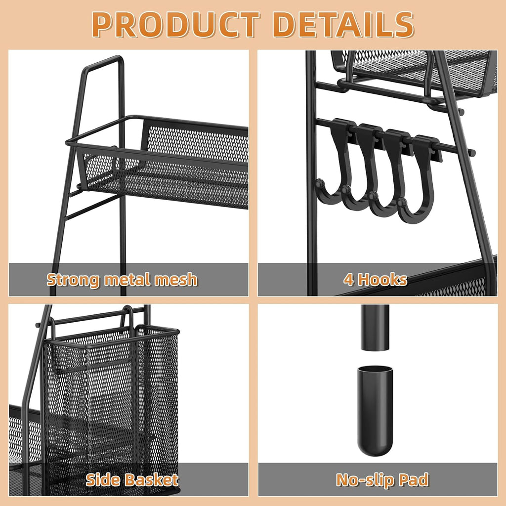 VITVITI 2 Tier Bathroom Countertop Organizer, Vanity Storage Shelf, Black
