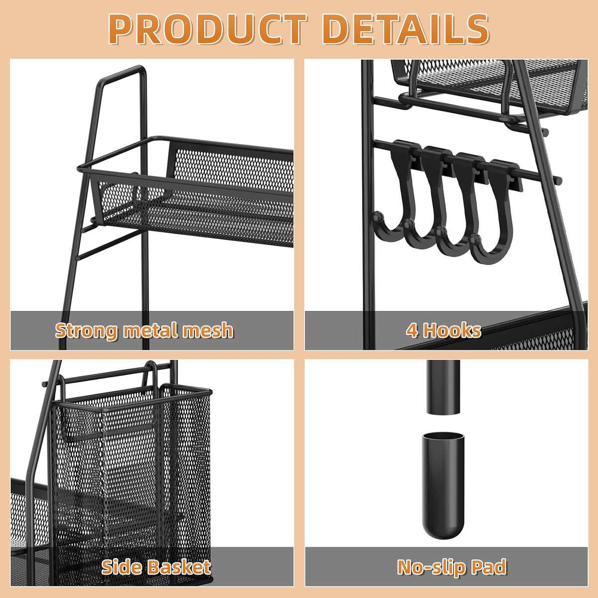 VITVITI 2 Tier Bathroom Countertop Organizer, Vanity Storage Shelf, Black