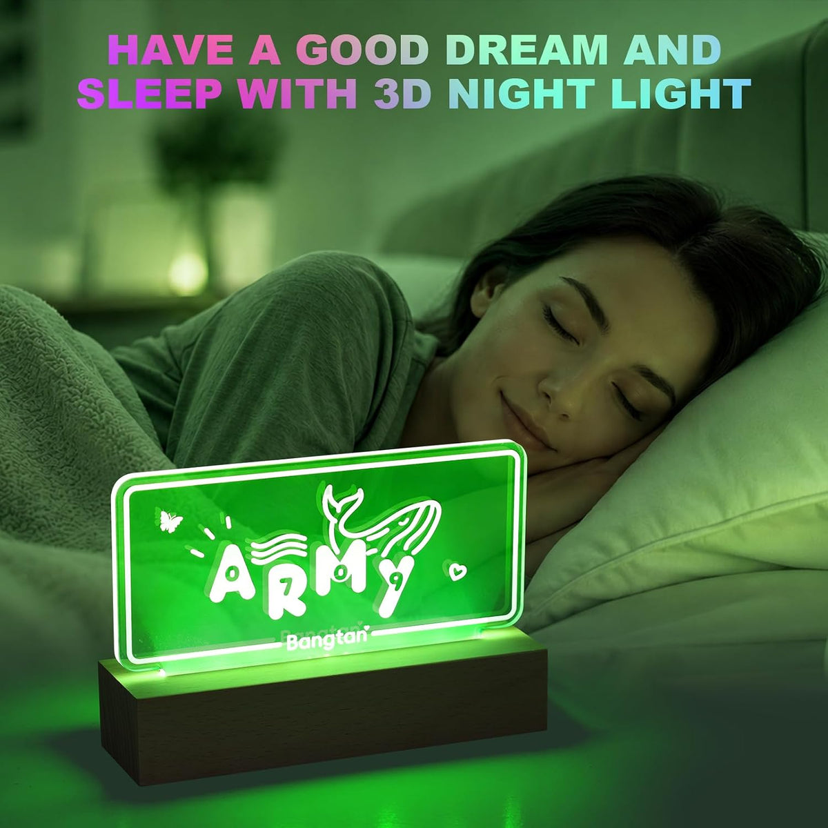 Armys Bangtan LED Night Light 7 Colors Adjustable Night Light Bedroom Decor
