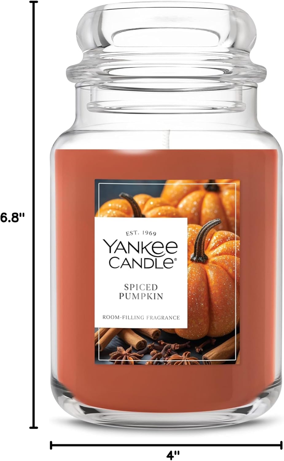Yankee Candle Spiced Pumpkin, Fall Scented Candle, 22oz Large Jar with up to 150 Hour Burn Time, Giftable (Pack of 4)