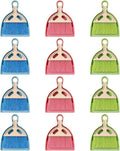 12 Pack Mini Broom with Dustpan Combo Set, Small Broom and Dustpan Set for Desk, Table, Car, Keyboard, Countertop, Pet Nest - 3 Colors (Blue, Green, Pink)