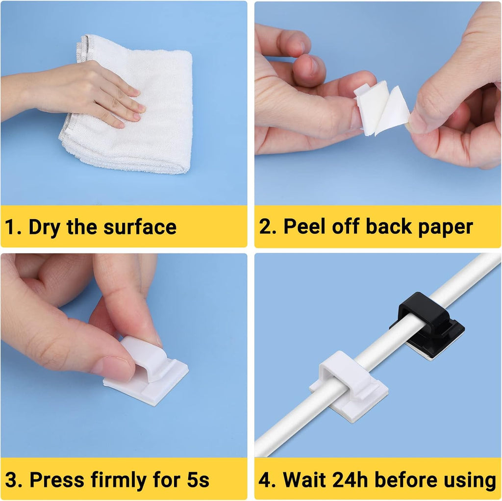 Segarty Large White Wire Clips Adhesive, 100PCS Self Adhesive Cable Clips, Cord Organizer, Wire Management Flat Ethernet Cable Holder Clamps Sticky Cable Tie Holder for Wall, Car, Office and Home Desk