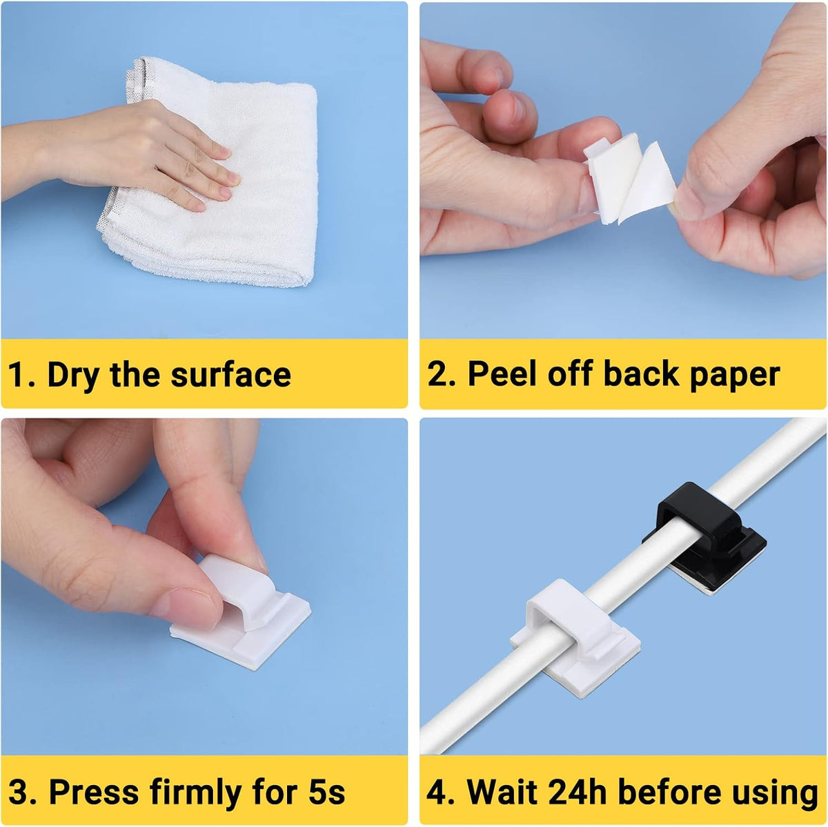 Segarty Large White Wire Clips Adhesive, 100PCS Self Adhesive Cable Clips, Cord Organizer, Wire Management Flat Ethernet Cable Holder Clamps Sticky Cable Tie Holder for Wall, Car, Office and Home Desk