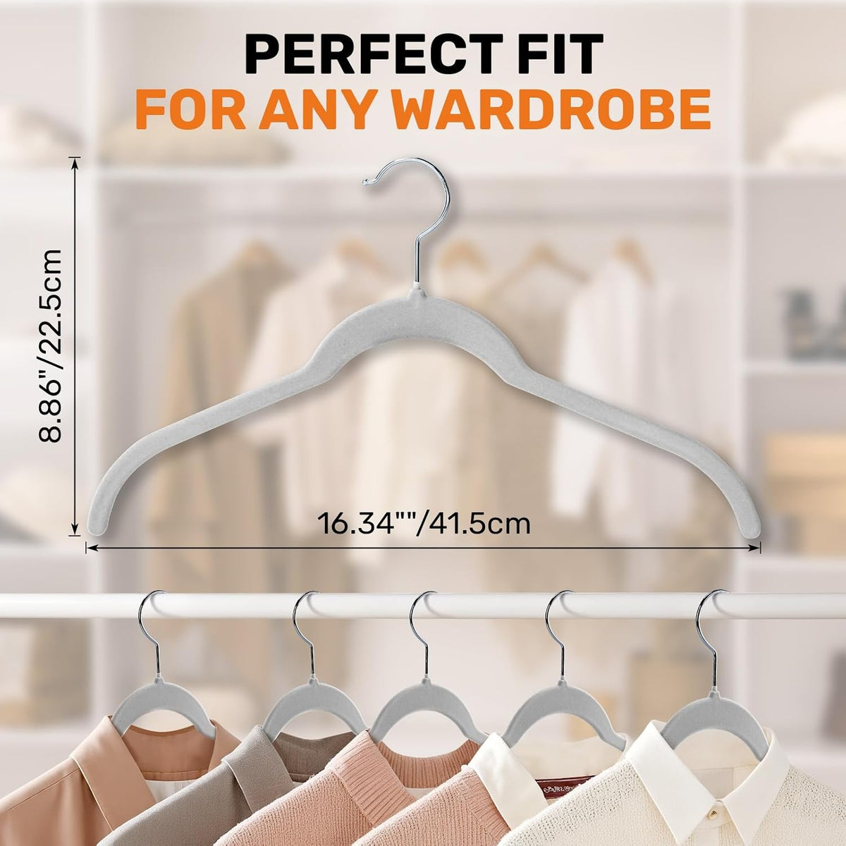 Sishynio Velvet Shirt Hangers 30 Pack, Slim Felt Hangers Gray