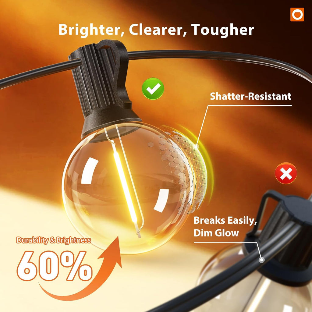 addlon Outdoor String Lights 200FT G40 with Remote 108 LED Waterproof Bulbs
