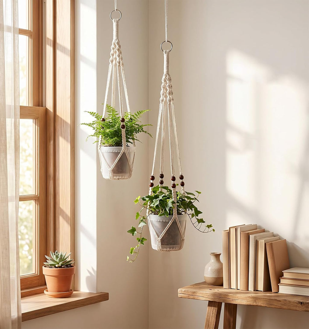 Macrame Plant Hangers Indoor, Macrame Plant Hanger Large Weather Resistant