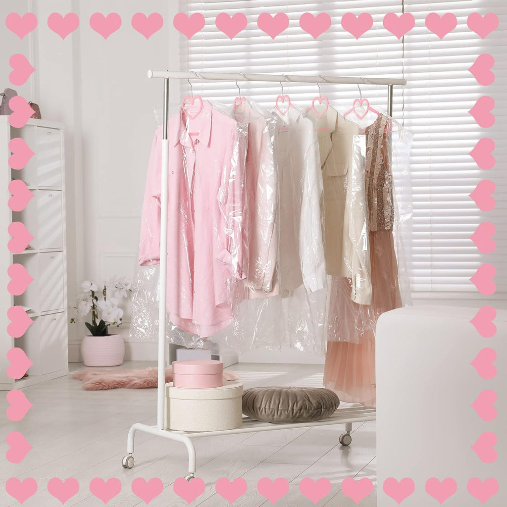 Qunclay 50 Pcs Pink Velvet Heart Hangers with 360° Swivel Hooks