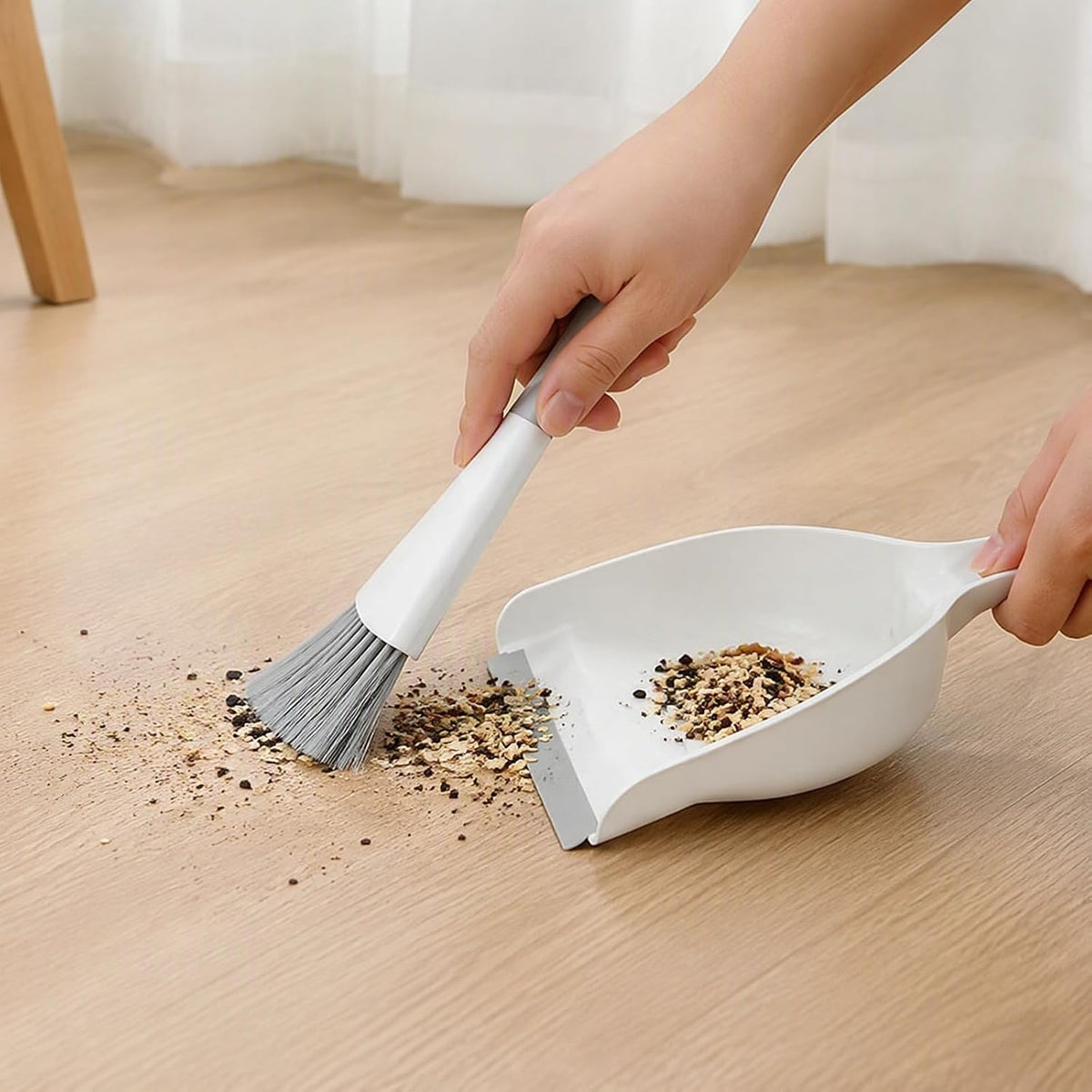 GeeRic Mini Dustpan and Brush Set, Dust Pan Broom Gray