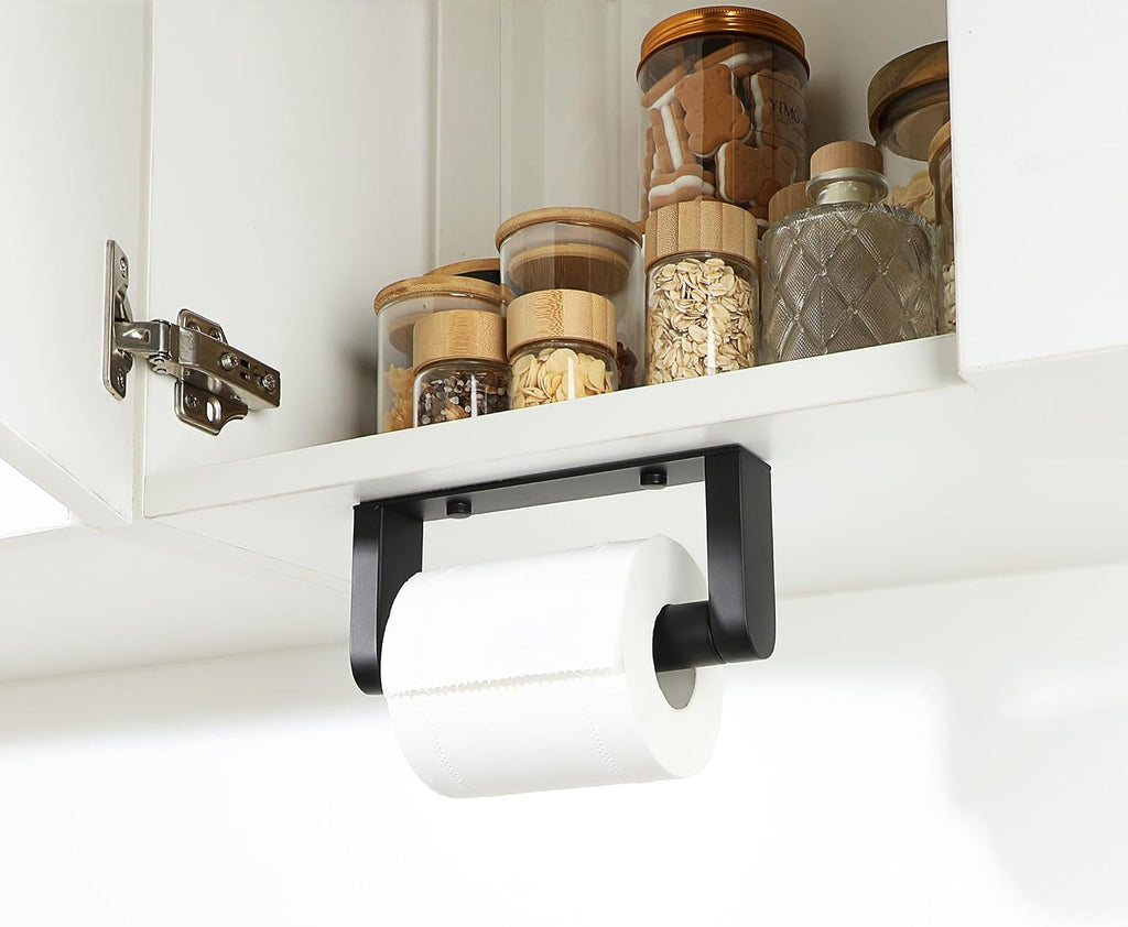 Alise Black Toilet Paper Holder Wall Mounted with Adhesive or Wall Drilling