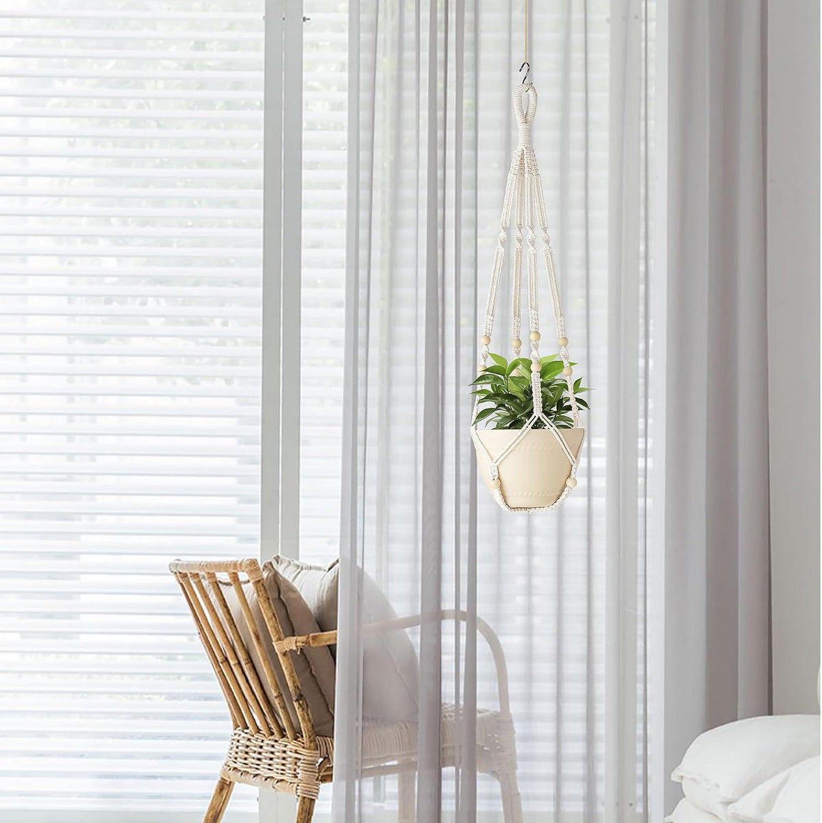 2 Pack Macrame Plant Hanger Indoor Hanging Plant Holder Ivory