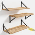 COCOYA Wall Shelves 7.3" Deep Solid Paulownia Wood (Light Brown, Set of 3)
