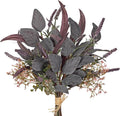 Briful Fall Artificial Eucalyptus Bouquet with Purple Sage Leaves – Autumn Faux Greenery Bush with Raffia Wrap for Farmhouse, Kitchen, Table, and Seasonal Home Décor
