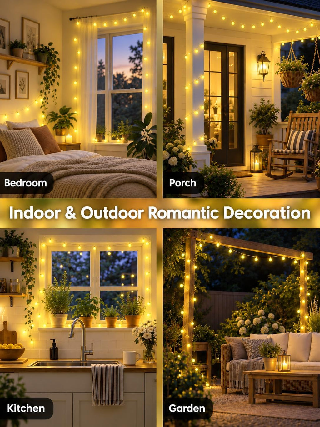2PK 200LED 86FT Connectable Globe String Lights Indoor, Christmas Lights