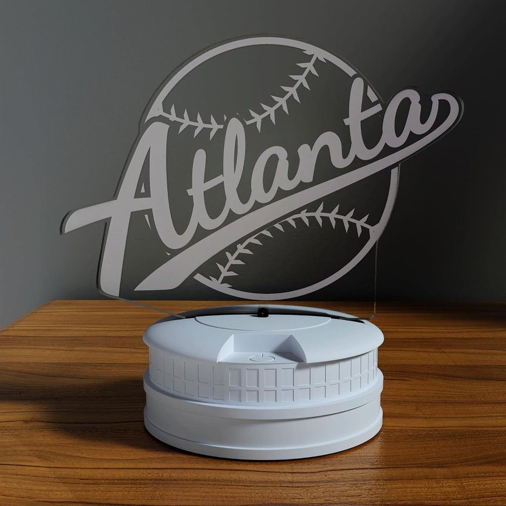 CLORURBANLIVE 3D Baseball Atlanta Night Light 3D Illusion Lamp with Remote Control 16 Color Options Sports Decor Lighting for Fans - Multicoloured OneSize