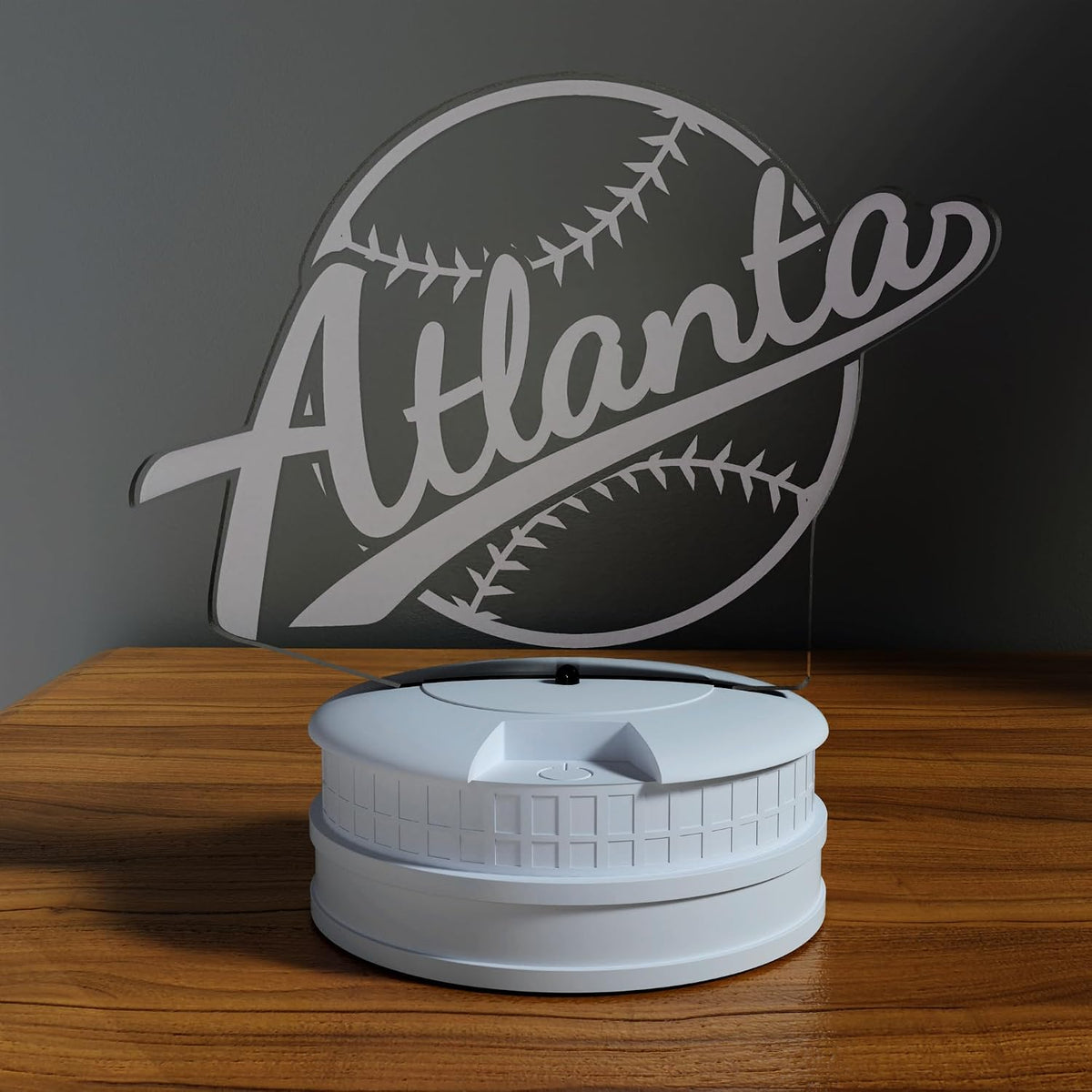 CLORURBANLIVE 3D Baseball Atlanta Night Light 3D Illusion Lamp with Remote Control 16 Color Options Sports Decor Lighting for Fans - Multicoloured OneSize