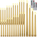 Rossesay 28 Pcs Flameless Taper Candles with Timer Remote, Gold