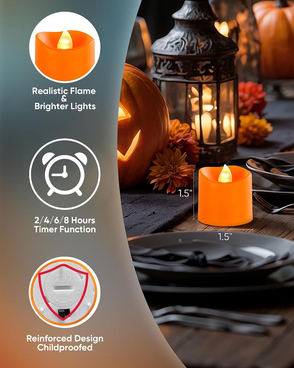 Homemory Orange Flameless LED Votive Tealight Candles & Timer Remote,24Pack