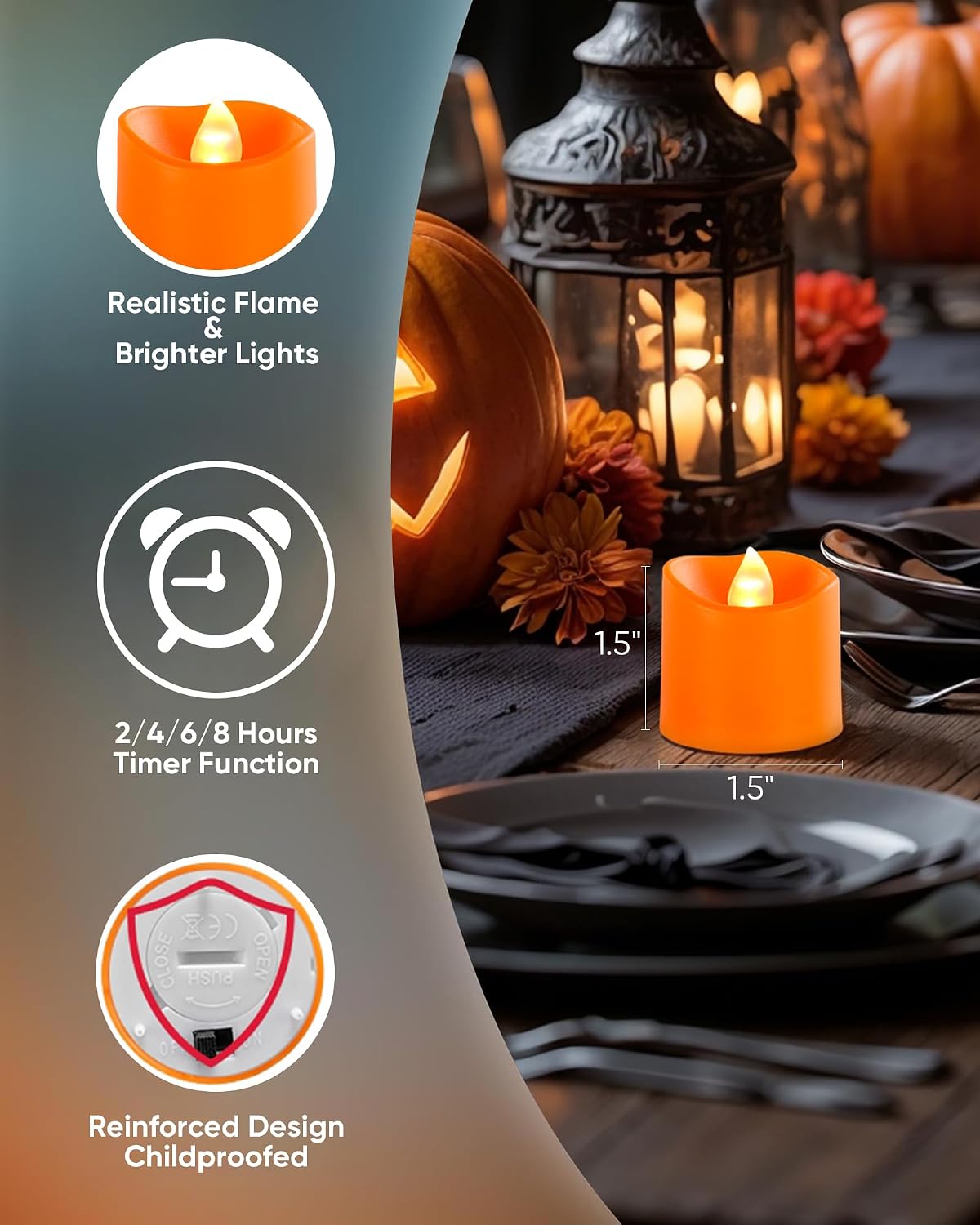 Homemory Orange Flameless LED Votive Tealight Candles & Timer Remote,24Pack