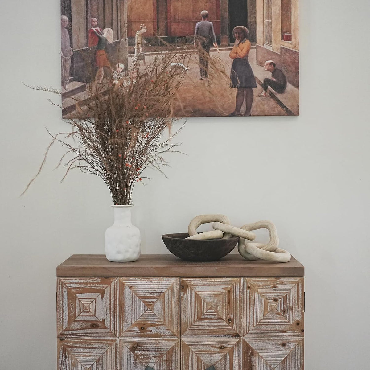 Wooden Decorative Bowl, Farmhouse Centerpiece(Brown)