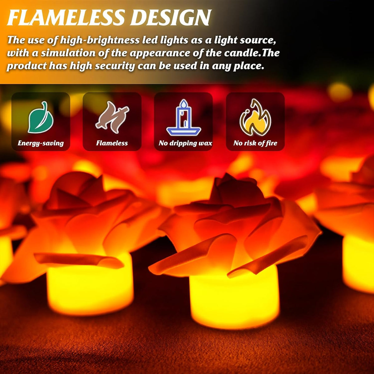 SupBri 12 Pack Led Tea Lights with Artificial White Flower