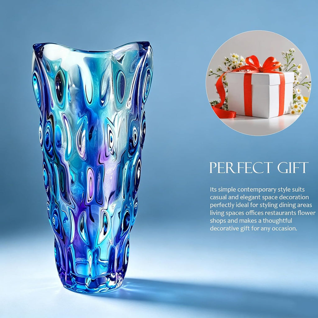 11.6" High Thickened Colorful Glass Flower Vase for Home Decor, Dining Wedding Table Office Holiday Party Centerpiece Decoration