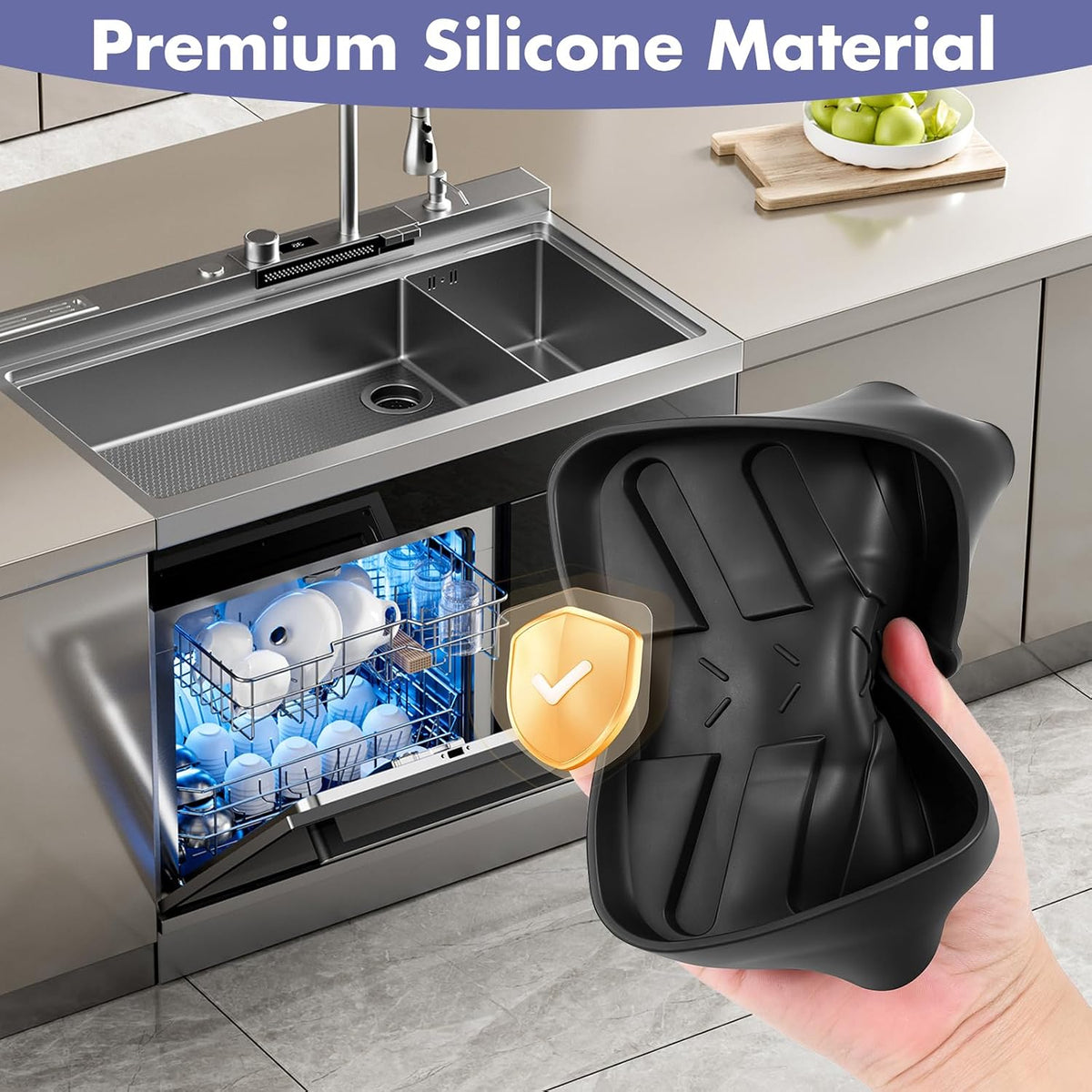 Silicone Sponge Holder for Kitchen Sink, Fast Water Drying Soap Dish
