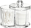 2-Grid Cotton Swab Holder with Removable Dustproof Lid, Clear