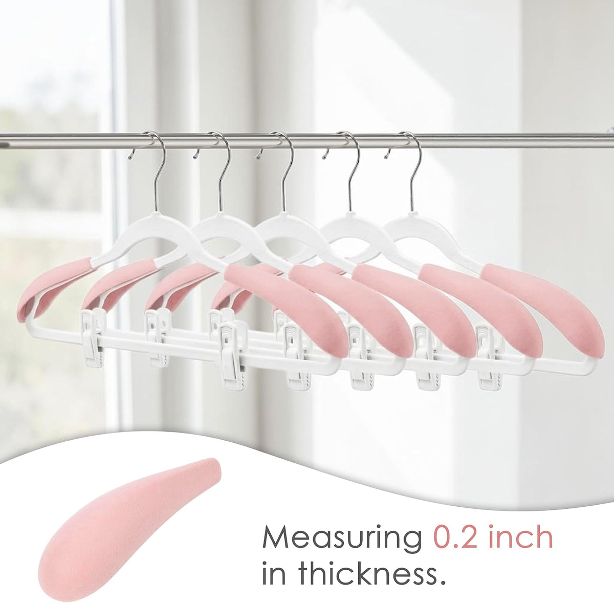 Shoulder Pads for Hangers – 10Pcs Velvet Hanger Shoulder Form Shaper, Plastic Flocking Protectors for Velvet Hangers with 0.2 Inch Thickness, Non-Slip Design (Pink)