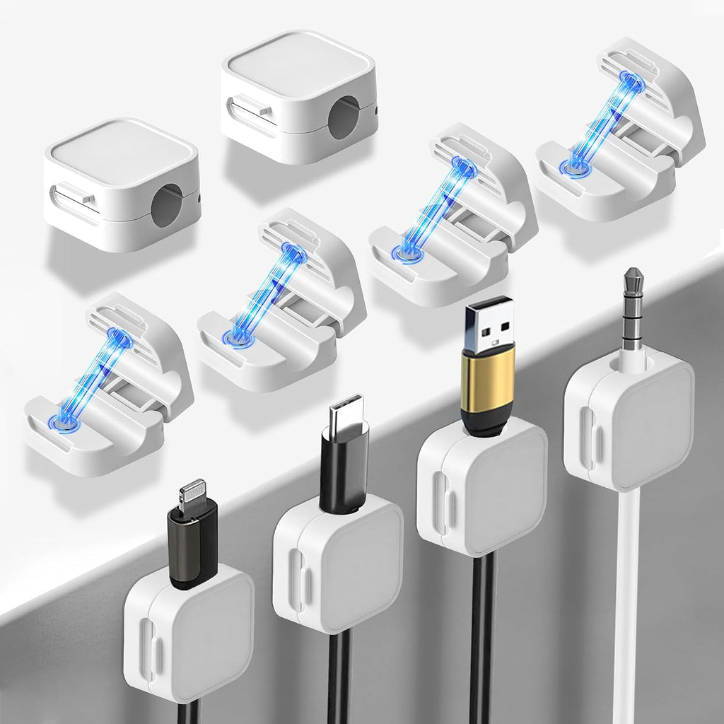 10 Pack Desk Cable Strong Adhesive Management Clips，Organize Phone Charging Magnetic Cable wire Holder, easy to open, for Desk, Wall, Office, Car,Nightstand(White)