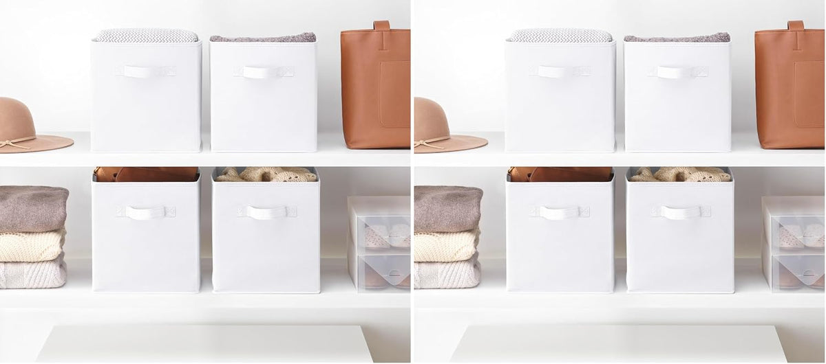 Whitmor Collapsible Cubes - 10.5 x 10.5 x 11 inches - White - Set of 4 (Pack of 2)