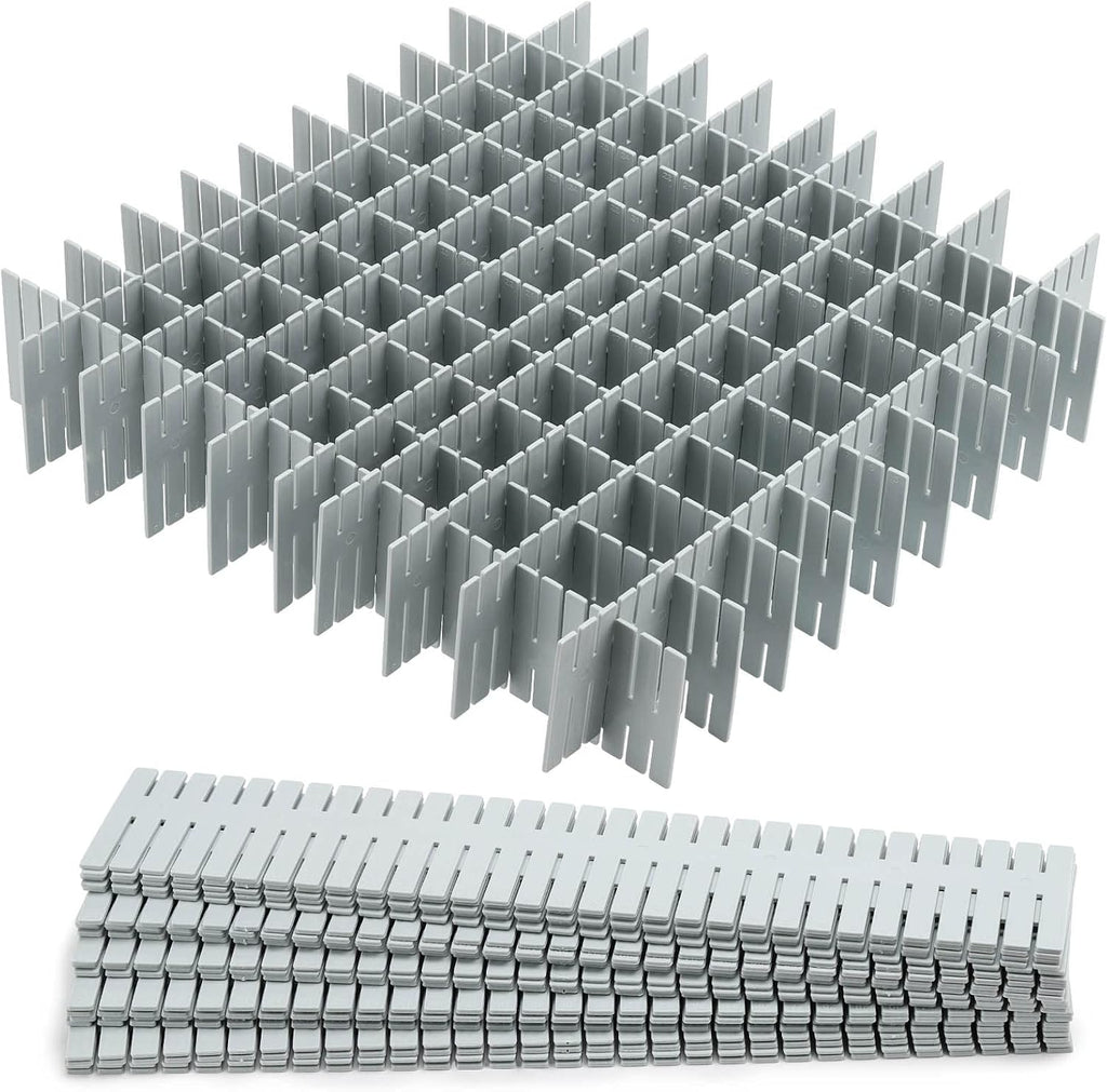 acDesign 40Pcs Drawer Dividers, Adjustable Drawer Organizer for Socks, Underwear, Lingerie, Makeup, Bedroom Office Kitchen Storage (Grey)