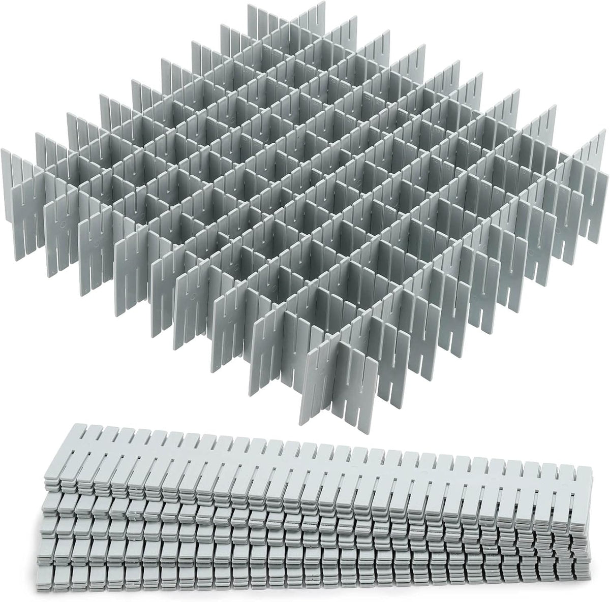 acDesign 40Pcs Drawer Dividers, Adjustable Drawer Organizer for Socks, Underwear, Lingerie, Makeup, Bedroom Office Kitchen Storage (Grey)
