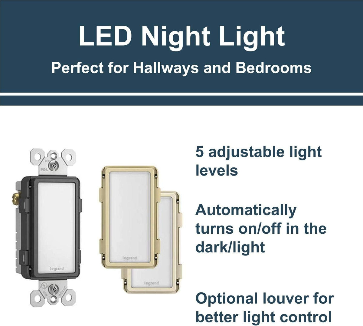 Legrand radiant 15 Amp Full 5-Level LED Night Light Outlet Tri-Color