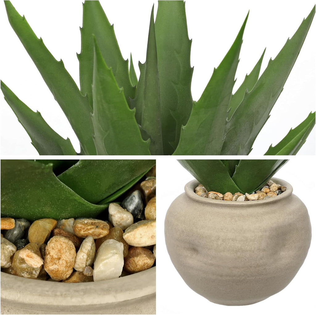 Hollyone Large Artificial Agave Plants 16“ Fake Succulents Potted Faux Aloe Vera Plant in Ceramic Pot Succulent Agave Plants for Desk Modern Office Living Room Table Shelf Home Indoor Outdoor Decor