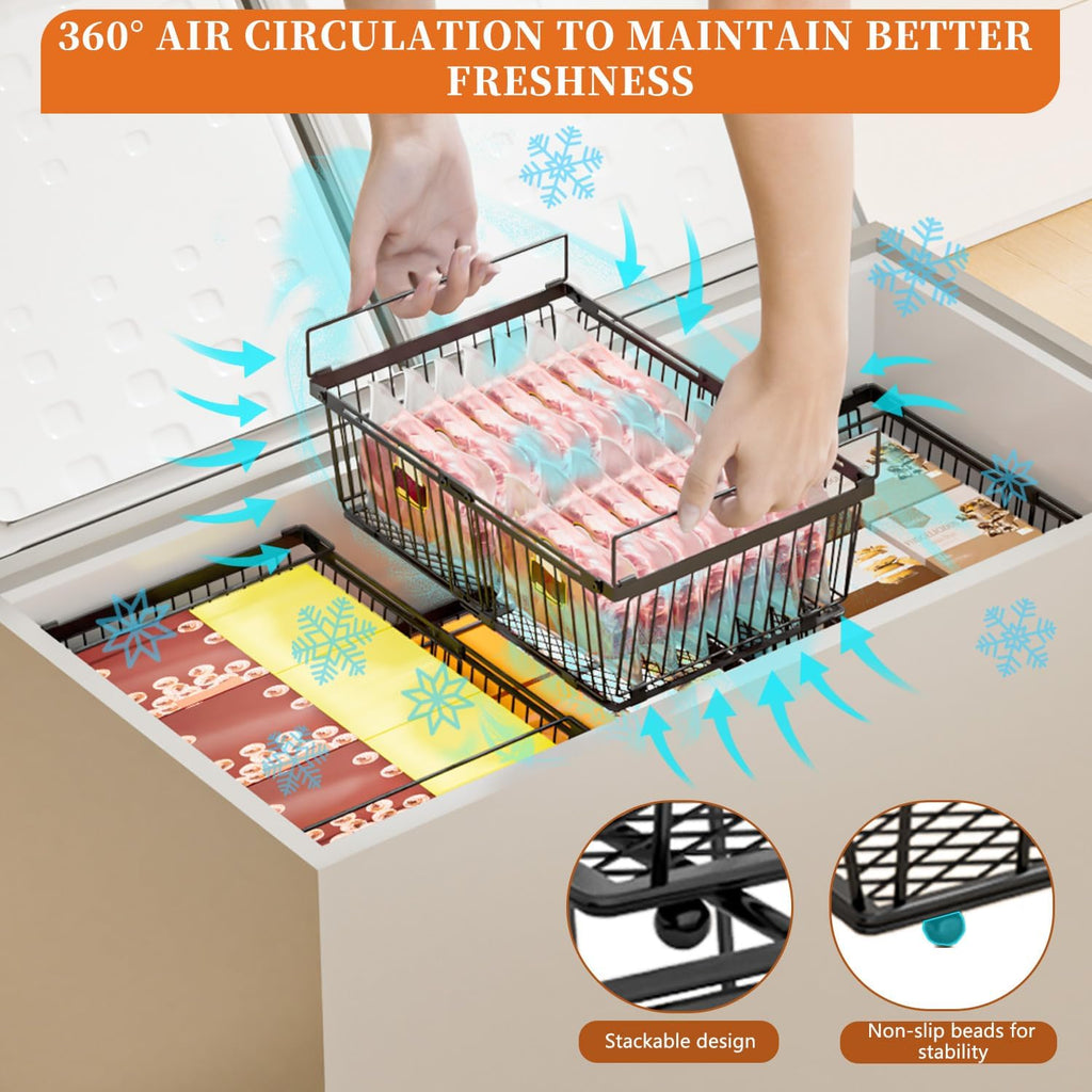 Large Freezer Organizer Bins for 10 to 20 Cu.Ft,Leak-Proof Bottom,2 Pack