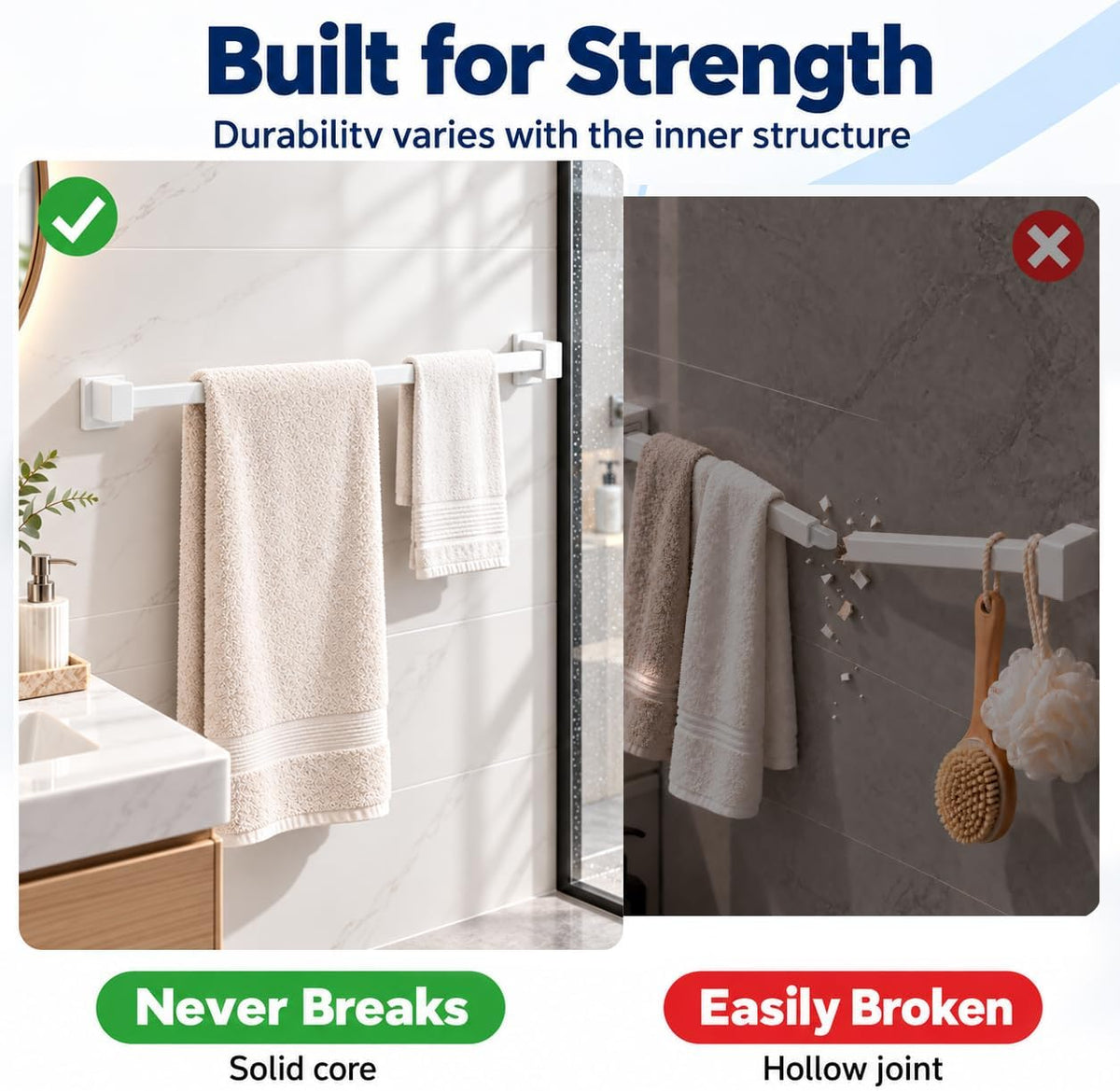 24 Inch Adjustable Towel Bar Replacement Rod with Spring End for Bathroom