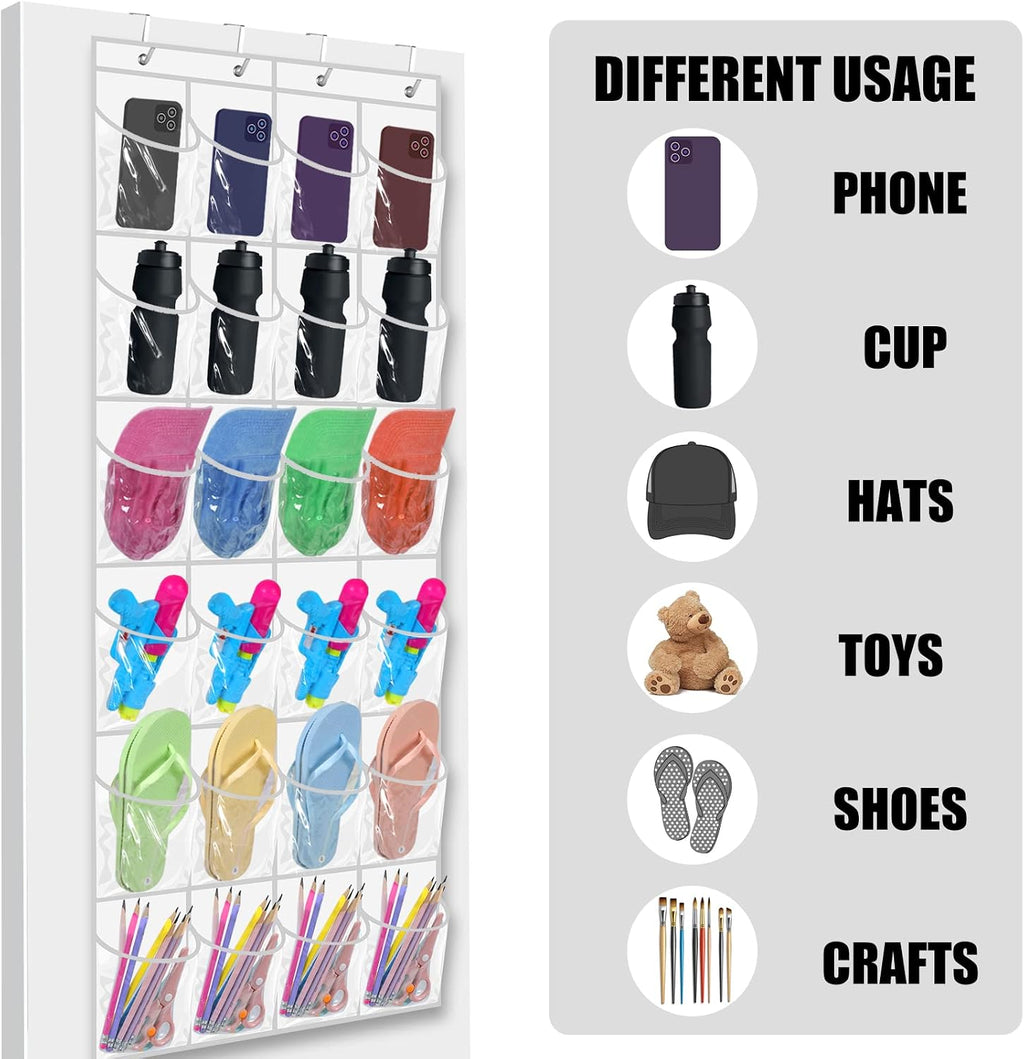 Windyun 24 Pockets Over the Door Hanging Organizer Large Clear Hanging Shoe Rack Holder for Closet Back of Door Bathroom Waterproof Hanger Nonslip